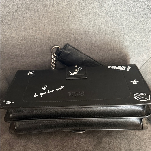 Pinko Black Crossbody Bag with Red and White Accents new - Picture 3 of 3